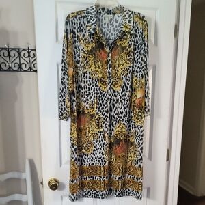 Tacera Black and White Wrap Dress with V-Neck